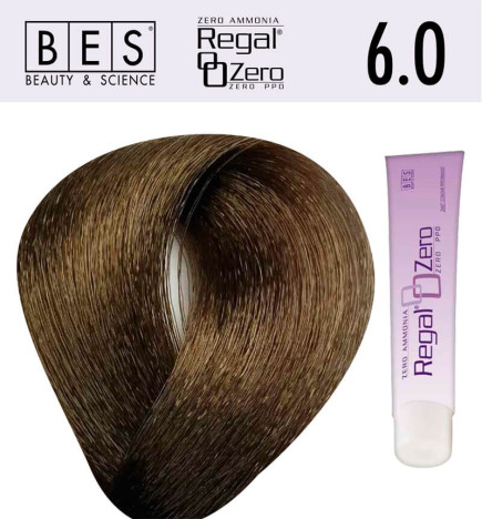 Tinte para el cabello, sin amoniaco Bes  Regal Zero 6.0 Rubio Oscuro 100 ml