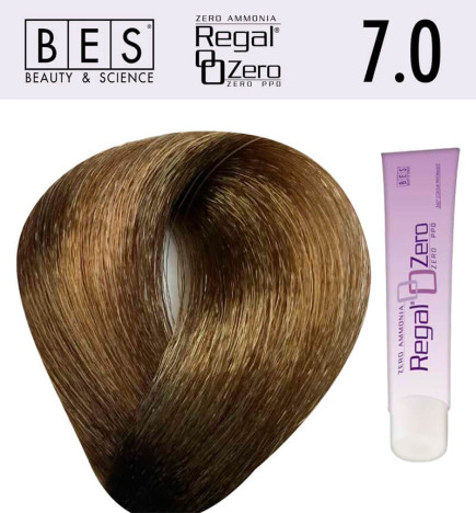 Tinte para el cabello, sin amoniaco Bes  Regal Zero 7.0 Rubio 100 ml