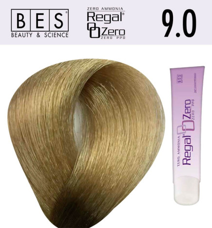 Tinte para el cabello, sin amoniaco Bes  Regal Zero 9.0 Rubio Clarísimo 100 ml