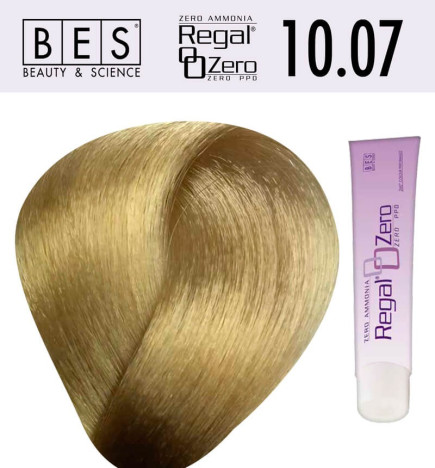 Tinte para el cabello, sin amoniaco bes REGAL ZERO 10.07 RUBIO PLATINADO NATURAL TABACO 100 ml