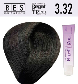 Tinte para el cabello, sin amoniaco Bes  Regal Zero 3.32 Castaño Oscuro Dorado Iris 100 ml