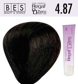 Tinte para el cabello, sin amoniaco Bes  Regal Zero 4.87 Castaño Beige Tabaco 100 ml