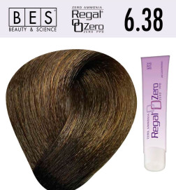 Tinte para el cabello, sin amoniaco Bes  Regal Zero 6.38 Rubio Oscuro Ámbar Dorado 100 ml