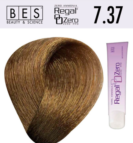 Tinte para el cabello, sin amoniaco Bes  Regal Zero 7.37 Rubio Dorado Tabaco 100 ml