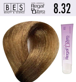 Tinte para el cabello, sin amoniaco Bes  Regal Zero 8.32 Rubio Claro Violeta Dorado 100 ml