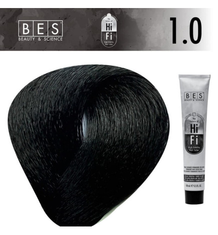 Permanent hair color BES HI-FI 1.0 Black 100 ml intense professional black shade