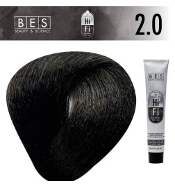 Permanent hair color BES HI-FI 2.0 Brown 100 ml dark professional brown shade with full gray coverage