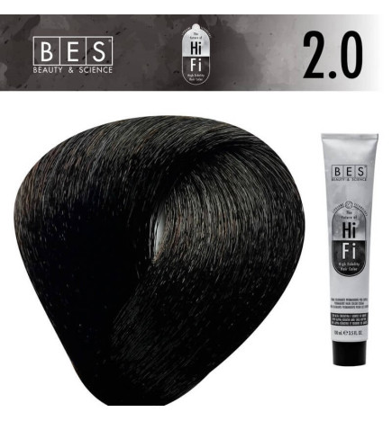 Permanent hair color BES HI-FI 2.0 Brown 100 ml dark professional brown shade with full gray coverage