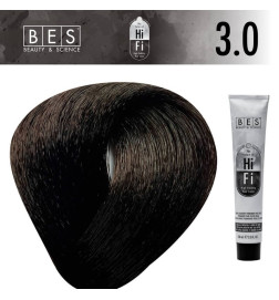Permanent hair color BES HI-FI 3.0 Dark Brown 100 ml deep professional brown shade with natural finish