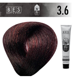 Permanent hair color BES HI-FI 3.6 Deep Red Dark Brown 100 ml professional hair dye with intense red reflections