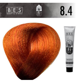 Tinte permanente para el cabello, bes HI-FI 8.4 RUBIO CLARO COBREADO 100 ml