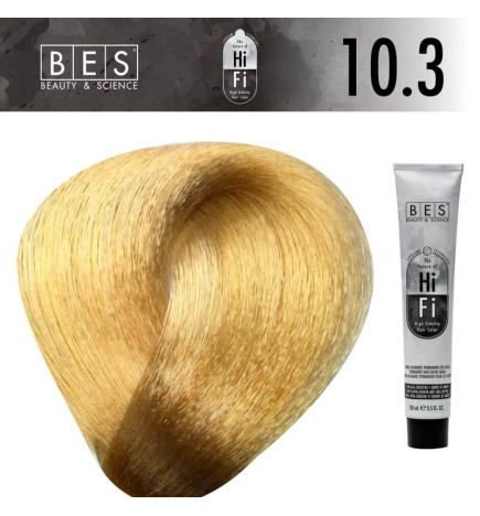 Permanent hair color BES HI-FI 10.3 Platinum Golden Blonde 100 ml warm and luminous professional blonde shade