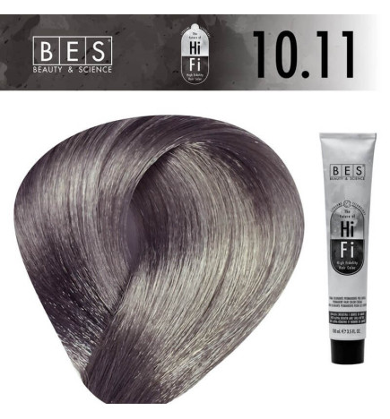 Permanent hair color BES HI-FI 10.11 Ultra Light Intense Ash Blonde 100 ml cool professional blonde shade