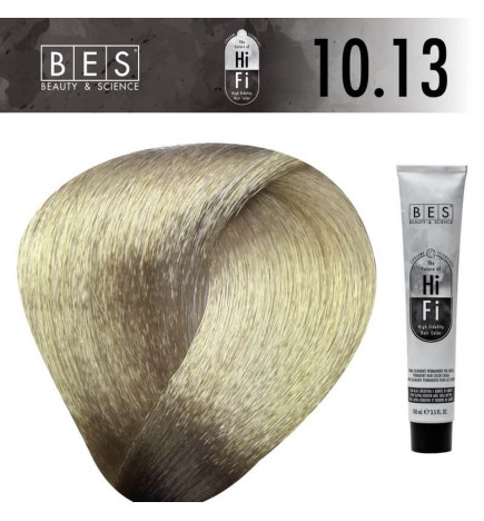 Permanent hair color BES HI-FI 10.13 Platinum Ash Golden Blonde 100 ml balanced professional blonde shade