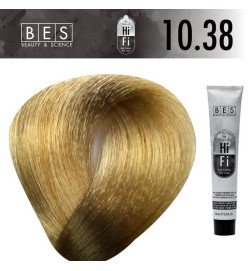 Permanent hair color BES HI-FI 10.38 Platinum Golden Beige Blonde 100 ml soft and warm professional blonde shade