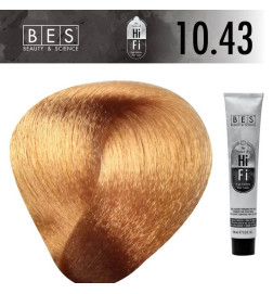 Permanent hair color BES HI-FI 10.43 Platinum Copper Golden Blonde 100 ml warm and intense professional blonde shade