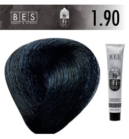 Tinte permanente para el cabello BES HI-FI 1.90 Negro Azul 100 ml tono profesional negro azulado
