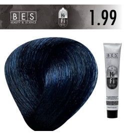 Tinte permanente para el cabello BES HI-FI 1.99 Negro Cobalto 100 ml tono profesional negro con reflejos cobalto