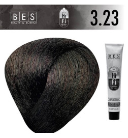 Permanent hair color BES HI-FI 3.23 Dark Violet Golden Brown 100 ml brown shade with warm and cool reflections