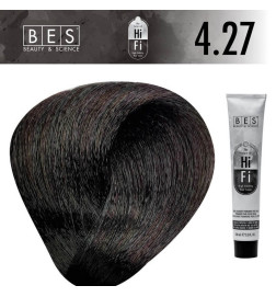 Permanent hair color BES HI-FI 4.27 Violet Tobacco Brown 100 ml professional brown shade with warm violet undertones