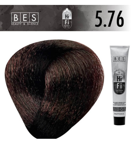 Tinte permanente para el cabello, bes HI-FI 5.76 CASTAÑO CLARO TABACO ROJIZO 100 ml