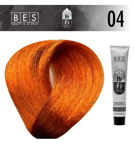 Permanent hair color BES HI-FI 04 Copper 100 ml professional copper shade