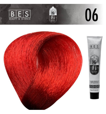 Permanent hair color BES HI-FI 06 Red 100 ml intense professional red shade