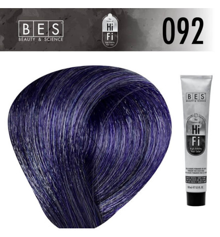 Permanent hair color BES HI-FI 092 Indigo 100 ml deep professional blue shade