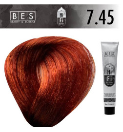 Tinte permanente para el cabello, bes HI-FI 7.45 RUBIO COBRE CAOBA 100 ml