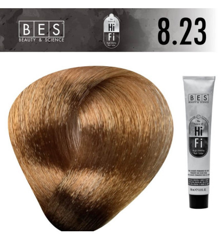 Tinte permanente para el cabello, bes HI-FI 8.23 RUBIO CLARO VIOLETA DORADO 100 ml