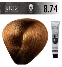 Tinte permanente para el cabello, bes HI-FI 8.74 RUBIO CLARO TABACO COBRIZO 100 ml